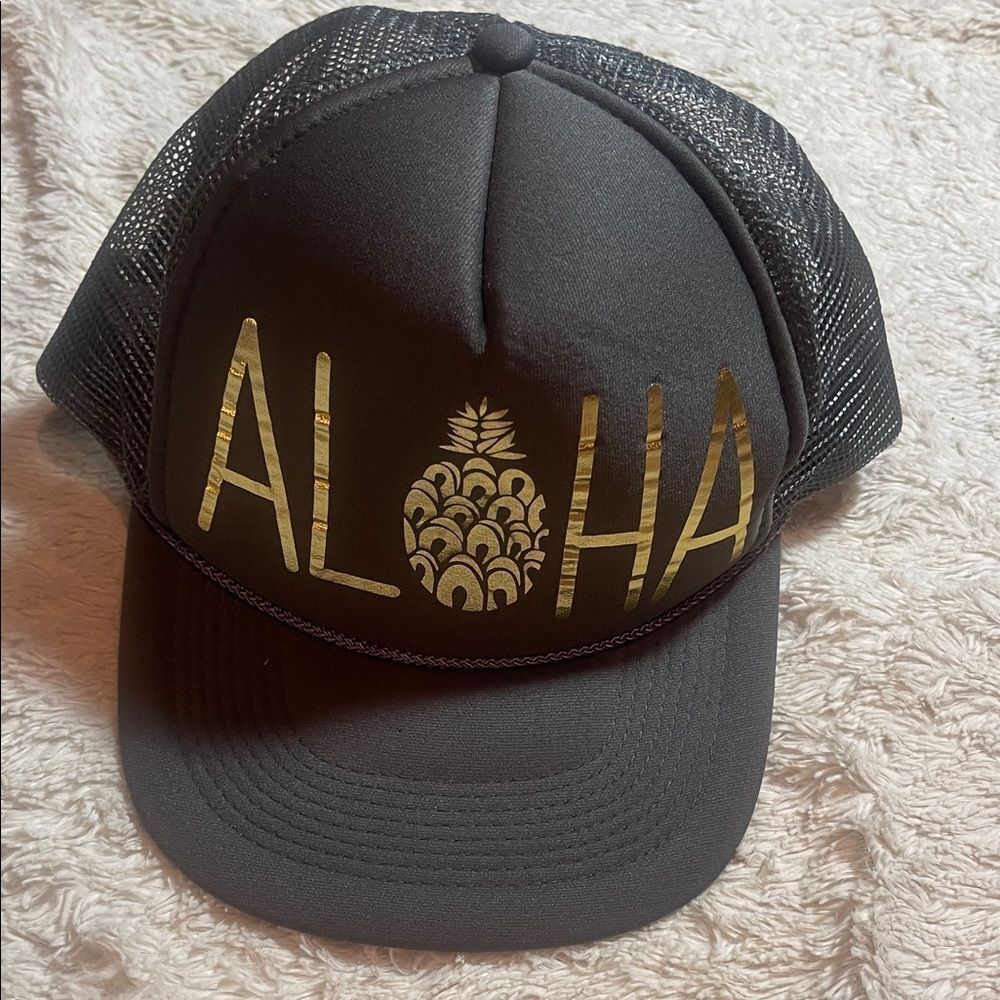 Aloha grey  and Gold  Hat